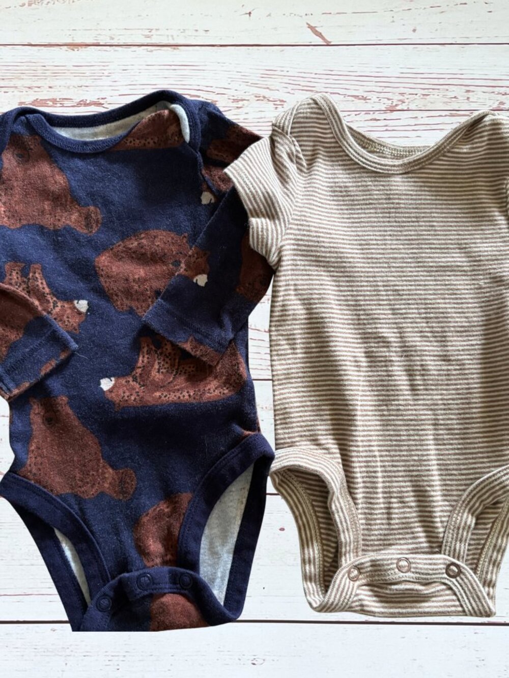 Carter’s Baby Boy 3 Month 2 Pack Brown Bear Long Sleeve Bodysuits